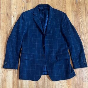 David Chu Men's Navy Checkered Blazer Size 40